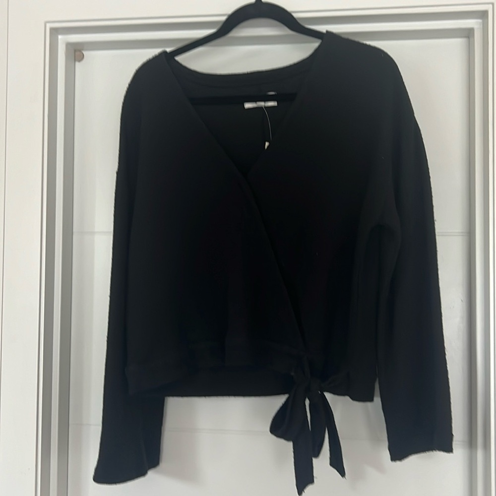 Madewell never worn black wrap tie sweater